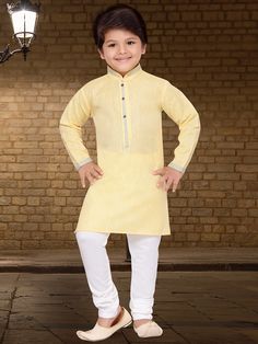 Solid Cotton Silk Yellow Kurta Suit India Fashion Men, Suit For Boys, Yellow Kurta, Kids Shirts Boys