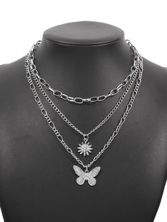 Butterfly Shape Layered Necklaces Accessories SILVER-One_size Spring Summer Autumn Winter, Reindeer Headband, Accessories Gold, Accessories Silver, Butterfly Shape, Silver Accessories, Dress Jewelry, Butterfly Necklace, Trendy Accessories