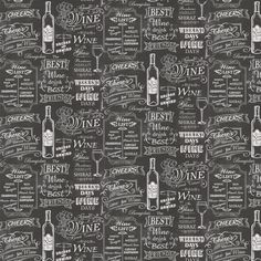 a black and white chalkboard wallpaper with wine related items in different languages on it