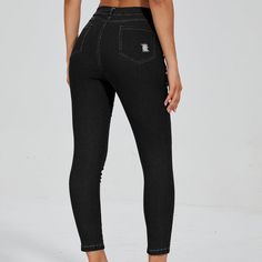 These jeans are the holy grail of denim and the epitome of trendy meets comfort! These have a relaxed fit! That is one of our favorite cuts here because it flatters ALL figures, is one of the trendiest styles, and is so comfortable! We loveeeee a good pair of tummy-control jeans PLUS they have butt-lifting technology! The pockets have some magic in them as the way they're placed and shaped will make even the flattest booty look perky! Should we talk about that gorgeous wash!? Goodness! The dark High Waist Stretch Jeans In Washed Black, Trendy Black Cropped Cotton Jeans, Black Ripped Mid-rise Jeans, Trendy High-rise Black Cropped Jeans, Trendy Black High-rise Cropped Jeans, Black High Waist Relaxed Fit Cropped Jeans, Black High Rise Cropped Denim Jeans, Black Mid-rise Cropped Jeans, Black High-rise Cropped Denim Jeans