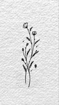 a drawing of some flowers on a piece of paper