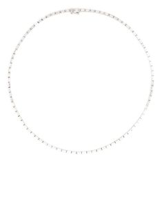 18kt white gold polished finish choker chain 7.96ct white diamonds baguette cut clasp fastening Normal everyday use and external agents may reduce the lustre of gemstones and gold surfaces. To maintain, use specific, non-abrasive products specially meant for cleaning jewellery. Fine Jewelry Baguette Cut Diamond White Necklace, Timeless Baguette Cut Diamond White Necklace, White Gold Diamond Accent Choker, Elegant White Baguette Cut Necklace, White Gold Diamond Accented Choker, Choker Necklace Silver, Rainbow Choker, Sterling Silver Choker Necklace, Diamond Drop Necklace