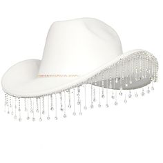 PRICES MAY VARY. Made of high quality cotton and polyester, odor-free and non-toxic, lightweight materials have no burden to wear Decorating with bling details, rhinestone fringe on the brim and bling diamond band on the hat, are beautiful and stylish Proper sag radian of the top of cowboy hat is easy to hold and wear on. This is an ideal prop for party or cosplay Glitter decorations swing with dazzling reflection under the lights, let you become the unique one; one size fits women and men Helps Fringe Cowgirl Hat, White Cowgirl Hat, House Party Outfit, Cowboy Hats Women, White Cowboy Hat, Cute Gifts For Friends, Women Cosplay, Rhinestone Fringe, Cowgirl Costume