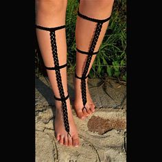 New. Gorgeous Pair Of Handmade Cotton Crochet Barefoot Sandals. Perfect For Summer, Bridal, Or Any Time. Wear Alone Or Pair With Your Favorite Shoes. Adjustable Lacing, One Size Fits Most. Hand Wash Lay Flat To Dry. A0010 Black Ankle Strap Bohemian Sandals, Black Bohemian Ankle Strap Sandals, Black Barefoot Sandals With Ankle Strap For Summer, Black Ankle Strap Barefoot Sandals For Summer, Summer Black Barefoot Sandals With Ankle Strap, Black Barefoot Sandals For Summer Vacation, Black Bohemian Barefoot Sandals For Vacation, Bohemian Black Barefoot Sandals For Vacation, Adjustable Barefoot Sandals For Party