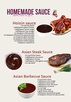 the ingredients for homemade sauces are shown in this poster