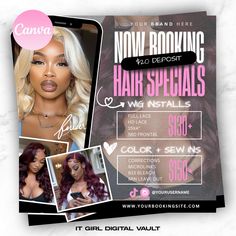 the flyer for hair specials is shown