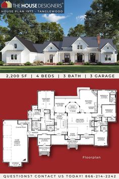 two story house plans with three garages on each floor and an open floor plan