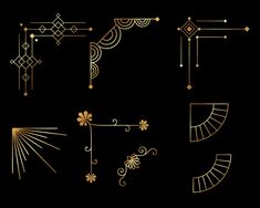 golden art deco elements on black background