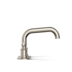 the faucet is shown in stainless steel