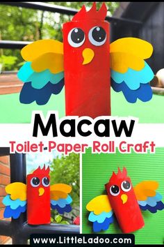 this toilet paper roll craft is so cute and easy to make it looks like a bird