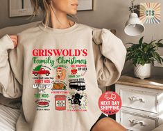 Griswold Christmas Sweatshirt, Griswold Co Sweater, Christmas Tree Farm Shirt, Family Vacation Match, National Lampoon's Christmas Vacation 🎁 Perfect Gift for Friends & Family! 🎁 Get high-quality, affordable, and personalized t-shirts that make a thoughtful gift for your loved ones. Each shirt is carefully printed by hand using the latest technology and eco-friendly, water-based inks. Thank you for supporting our small business! ❤️ 📏 What Size Should I Get? 📏 Please refer to the size chart i Christmas Vacation Party, National Lampoon's Christmas Vacation, Griswold Family Christmas, Griswold Family, Griswold Christmas, Day Club, National Lampoons Christmas Vacation, Lampoon's Christmas Vacation, National Lampoons