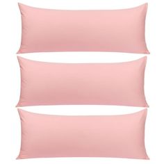 two pink pillows and one light pink pillow on a white background, both with the same color