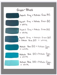 the color chart for green - blues