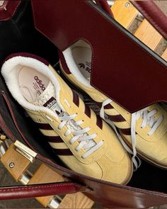 Yellow And Burgundy, Leo Energy, Adidas Gazelle Bold, Gazelle Bold, Orange Aesthetic, Sneakers Outfit, Adidas Gazelle, Fall Fashion Trends