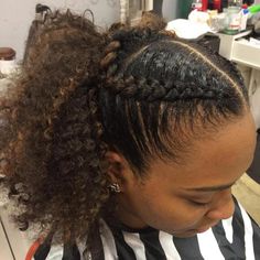 Ponytail Updo With Braid, Natural Hair French Braid, High Ponytail Natural Hair, Natural Ponytail, Reverse French Braids, Braiding Hairstyles, Cabello Afro Natural, French Braid Ponytail, Tan Skin Blonde Hair