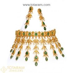 22K Gold Uncut Diamond Necklace Sets -Indian Gold Jewelry -Buy Online Indian Gold Jewelry in 22K Gold from Totaram Jewelers Online jewelry store Geek Jewelry, Bridal Choker