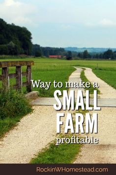 a small farm path with the words, way to make a small farm proffiable