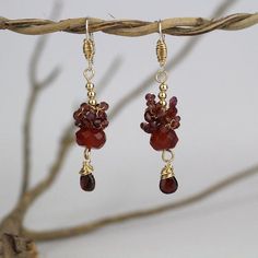 Garnet Raspberry Cluster Earrings, Garnet Birthstone Earrings, Red Garnet Earrings, Garnet Jewelry, Garnet Drop Earrings With Ear Wire, Burgundy Dangle Earrings, Red Garnet Wire Wrapped Earrings, Handmade Burgundy Drop Earrings, Handmade Burgundy Dangle Earrings, Raspberry Earrings, Red Garnet Earrings, Pearl Cluster Earrings, Garnet Birthstone