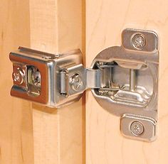 a close up of a door hinge with two latches