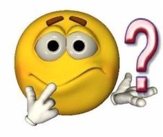 an emoticive smiley face with two fingers pointing at the question mark on it