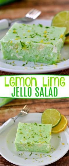 lemon lime jello salad on a white plate