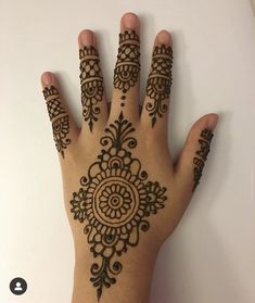 the hand is decorated with henna designs on it