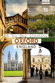 an old building with people walking around it and the words oxford in front of it