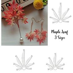 three different types of maple leaf ornaments with flowers in the middle and on each side