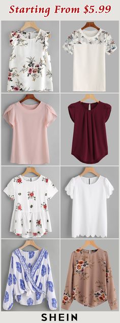 Starting from $5.99! Tulip Sleeve, Scallop Edge, Zooey Deschanel, Pink Tee, Business Casual Outfits, Work Attire, Teen Fashion Outfits, Blouse Top, Cute Casual Outfits