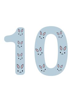 the number ten with bunny ears on it's face is shown in front of a white background