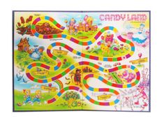 a colorful board game with lots of games on the front and back sides, including candy land