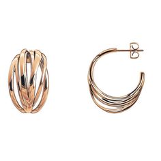 Smooth. Luxurious. Crisp. Soft structures and fluid lines form pieces that are unmistakably feminine. Layers of polished stainless steel, Gold or Rose Ck Calvin Klein, Earrings Rose Gold, Calvin Klein Collection, Polished Stainless Steel, Rose Gold Earrings, Or Rose, Gold Bracelet, Calvin Klein, Rose Gold