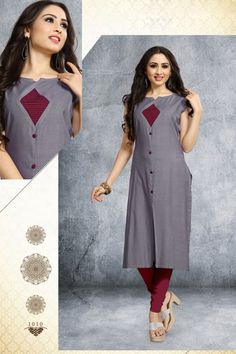 Plain Kurti Designs, Plain Kurti, Churidar Neck, Salwar Neck Designs, Kameez Designs, Churidar Designs, Designer Kurti Patterns