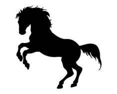 a black silhouette of a running horse