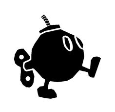 a black and white image of a cartoon character