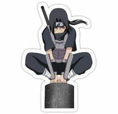 an anime character sitting on top of a barrel with her hands in the air and holding two swords