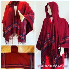 Tartan Plaid Cape Foldable With Hood in Red and Blue in - Etsy Plaid Capes, Hooded Cape, Beaded Top, Tickled Pink, Tartan Plaid, Hand Beading, Vintage Beauty, Cape, Tartan