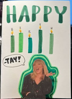 a birthday card for a woman with candles on it