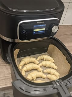 the food is being cooked in an air fryer