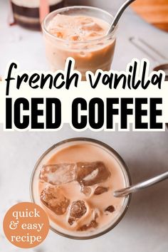 french vanilla iced coffee recipe with text overlay