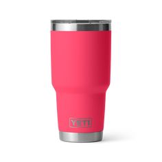 a pink yeti tumbler cup on a white background