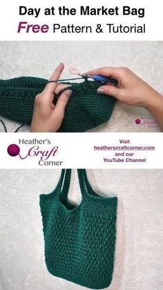 the crochet bag is being worked on by someone using scissors to make it