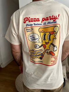 Pizza party retro Unisex beige T-shirt, vintage design garment, pizza club shirt apparel, last minute gift, pepperoni design, bbq bacon This heavyweight cotton t-shirt is a durable staple product with a classic fit. With a premium design on the back, and plain on the front Step back in time with our Pizza Party Retro Unisex Beuge T-Shirt, the perfect blend of vintage charm and modern comfort. This soft beige-colored tee features a playful design inspired by the timeless joy of pizza and pepperon Pizza T Shirt, Waitress Outfit, Beige T Shirt, Pizza Tshirt, Bbq Bacon, Beige T Shirts, Pizza Party, Soft Beige, Club Shirts