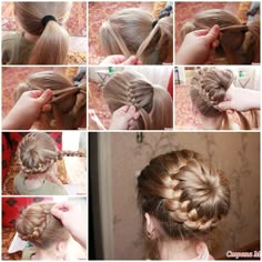 DIY Unique Braided Bun Hairstyle  Like us on Facebook == https://www.facebook.com/icreativeideas Unique Braided Hairstyles, Braided Bun Hairstyles, Beautiful Braids, Braids With Weave, Braided Bun, Braided Ponytail, Love Hair