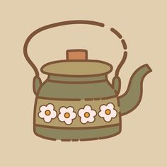 a tea kettle with flowers on it