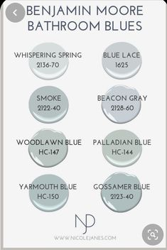 the different shades of blue and white paint for bathroom walls, floors, and ceilings