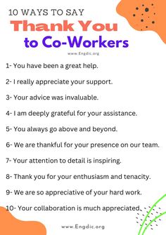 the 10 ways to say thank you to co - workers