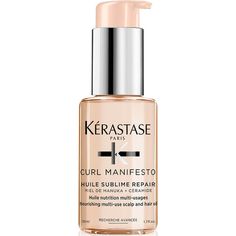 A nourishing, multi-use oil which adds moisture and boosts shine in curly hair The Kérastase Curl Manifesto Huile Sublime Repair Oil 50ml is a nourishing, multi-use scalp and hair oil treatment infused with Manuka honey and Ceramide for very curly and coily hair. This nourishing versatile oil blend can be used in different steps of the hair and scalp care routine to help add moisture and enhance shine. Use the Curl Manifesto routine for perfectly defined and nourished curls. Benefits Boost of mo Oil For Curly Hair, Enhance Natural Curls, Best Hair Oil, Hair Concerns, Scalp Oil, Promote Healthy Hair Growth, Scalp Conditions, Oil Treatments, Coily Hair