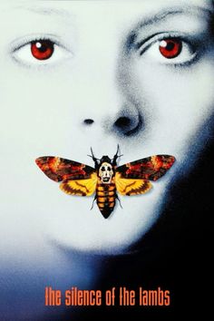 the movie poster for the film the silence of the lambs with a woman's face and a moth on it