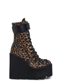 Current Mood Leopard Faux Fur Boots 90s 00s - Multi Current Mood Clothing, Faux Fur Boots, 90s 00s, Current Mood, Leopard Pattern, Burning Man, Dolls Kill